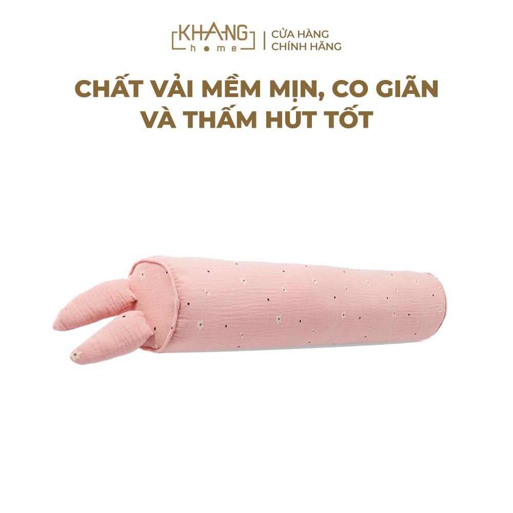 Gối Ôm Vải Xô Cho Trẻ Sơ Sinh Khang Home Thấm Hút Tốt 12x60cm