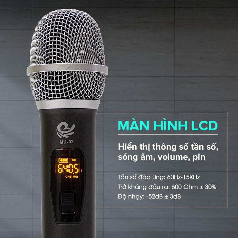 Micro Karaoke Không Dây VietStar MU02D, 2 Tay Mic Chuyên Dành Cho Mọi Loa Kéo, Âm Ly