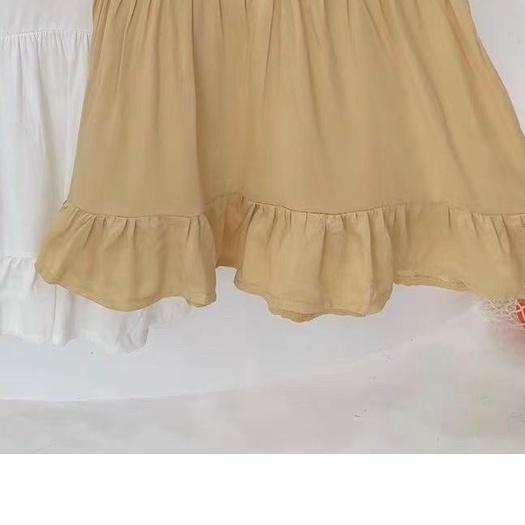Váy hè cho bé gái 9m-5 tuổi cộc tay cổ bèo thêu hình, Đầm babydoll trẻ em vải thô mềm nhẹ thoáng mát