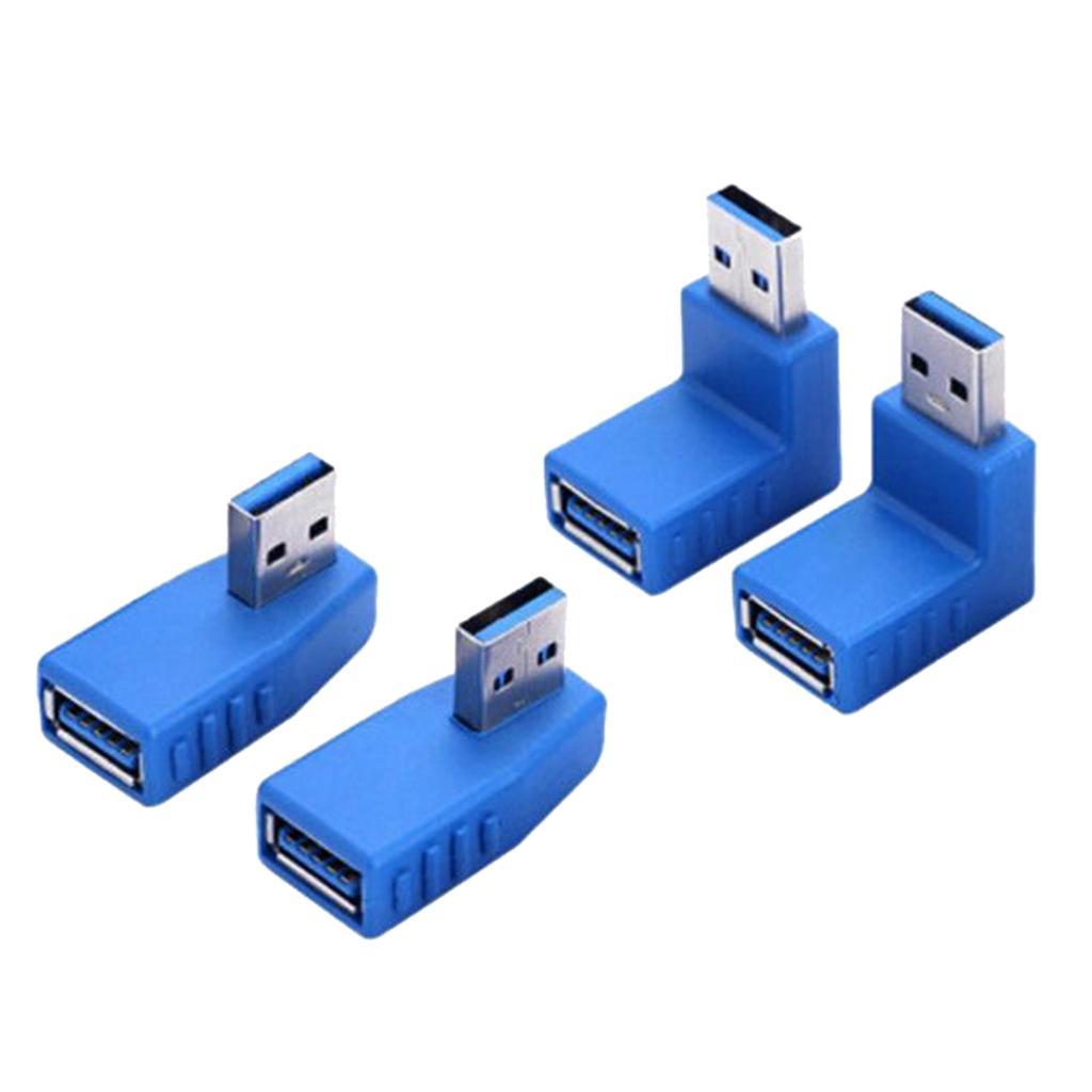 4PC USB A Male to Female Extension Cable 90 Degree Right Angle Adapter Plug