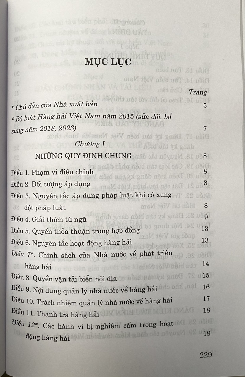 Bộ Luật Hàng Hải Việt Nam năm 2015 ( sửa đổi, bổ sung năm 2018, 2023 )