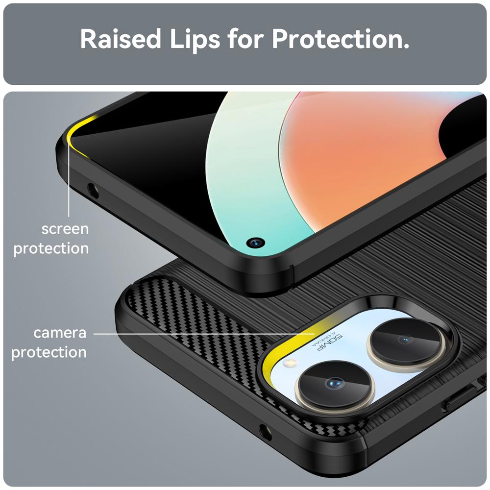 Ốp lưng cho Realme 10 silicone mềm Carbone phay xước chống sốc chống vân tay