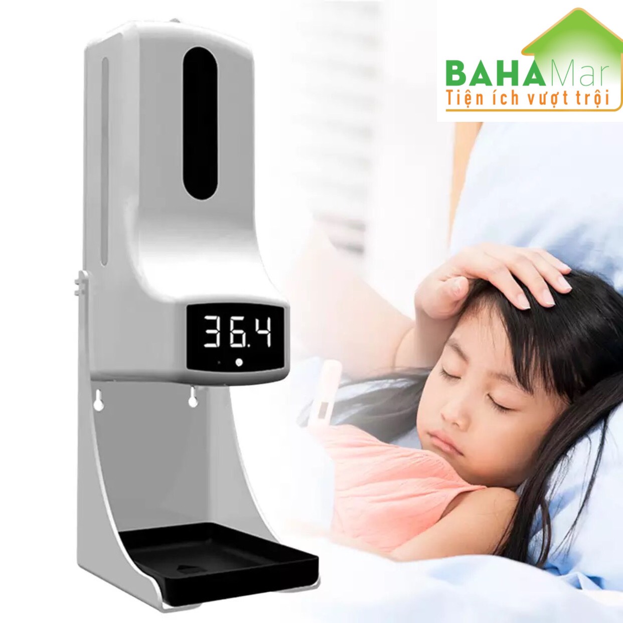 MÁY TÍCH HỢP 2 TRONG 1 ĐO NHIỆT ĐỘ VÀ PHUN CẢM ỨNG RỬA TAY KHỬ TRÙNG TỰ ĐỘNG K9Pro BAHAMAR