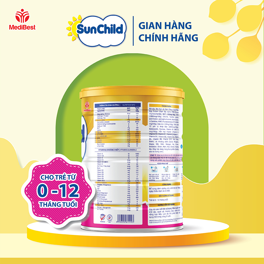 Sữa bột SunChild Premium BABY - Tăng cường miễn dịch cho trẻ sơ sinh