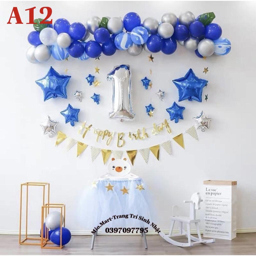 Combo Trang Trí Sinh Nhật Bé Trai Bé Gái Dễ Trang Trí Tại Nhà,Tặng Kèm Bơm Bóng,Băng Keo,Bóng Bay BB13