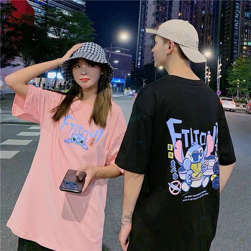 Áo thun hoạt hình Stitch, Áo Thun Form Rộng Unisex Hoạt Hình Ftitch, Áo Thun Nữ Mùa Hè Hoạt Hình Thun Thời Trang Nữ, Áo Hoạt hình Freesize Phong Cách Ulzzang Cực Xịn