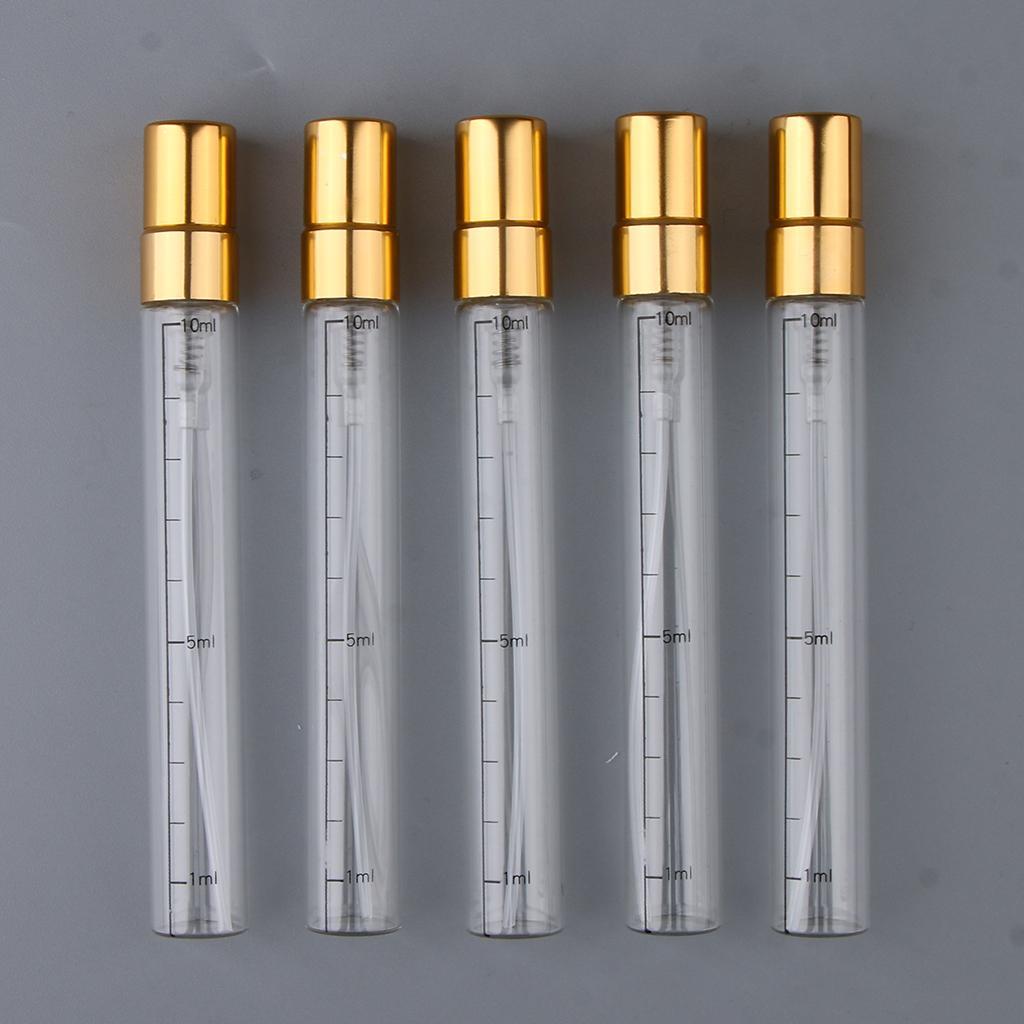 5x Empty Aftershave Spray Bottles Refillable Sprayer 10ml Gold