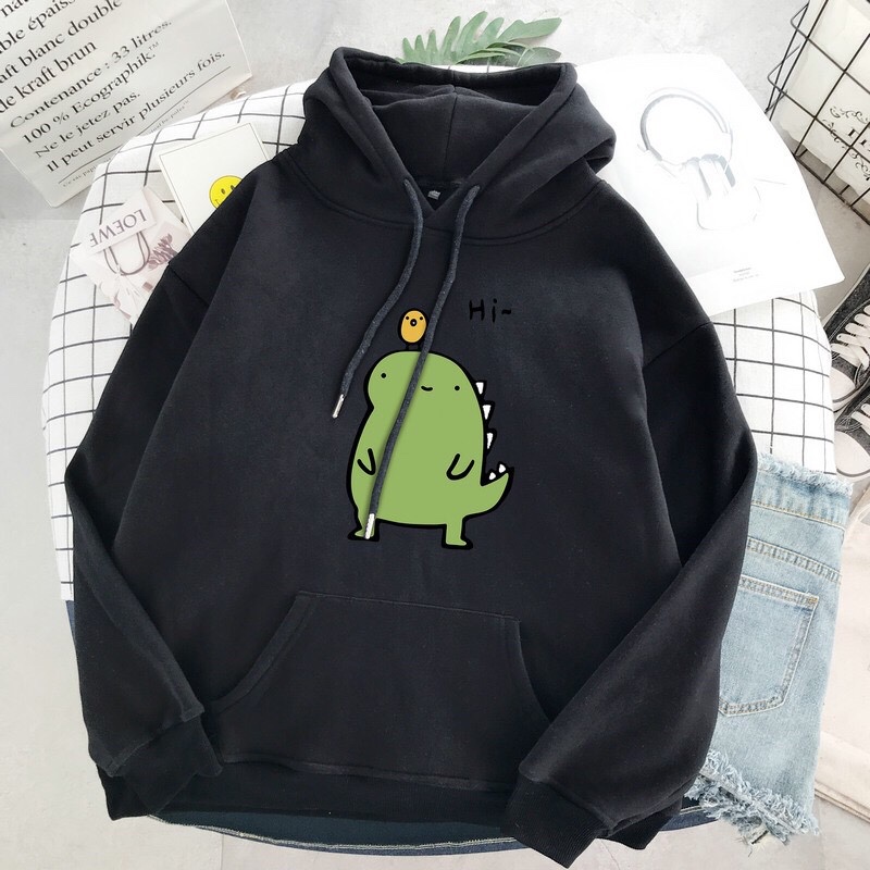 Áo hoodie unisex khủng long SAY HI hot trend Hàn Quốc E057