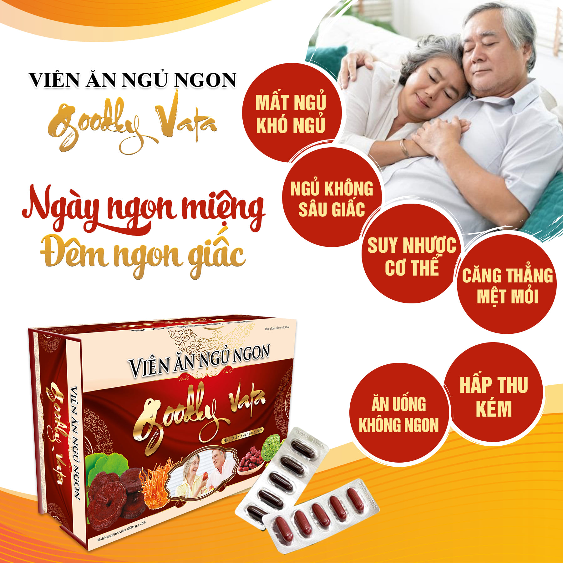 Viên Uống Ăn Ngủ Ngon Goodly Vata Giúp Tăng Cường Tiêu Hóa Bồi Bổ Sức Khỏe Tạo Cảm Giác Thèm Ăn Hỗ Trợ Tăng Cân