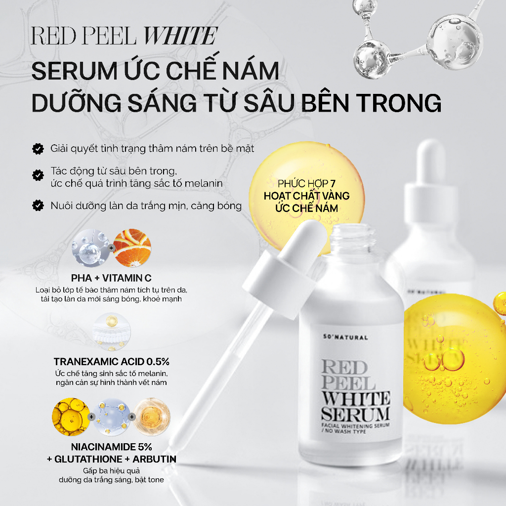 Serum ức chế nám, dưỡng trắng từ sâu bên trong Red Peel White TXA 0,5%, Niacinamide 5%