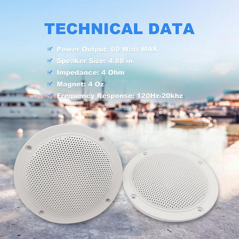 Herdio 4 inch 160W Nhà trong tường loa không thấm nước loa âm thanh vòm cho phòng tắm nhà bếp du thuyền ngoài trời Color: White Woofer Size/Full-Range Size: 4"  Set Type: Speaker