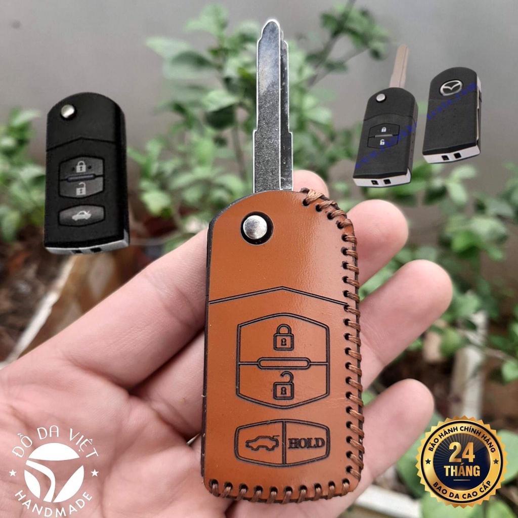 Bao da chìa khóa MAZDA RX-8 CX3 CX5 MAZDA 2 MAZDA 6 MAZDA 5 MAZDA 3 khóa như hình, da bò thật bảo hành 2 năm