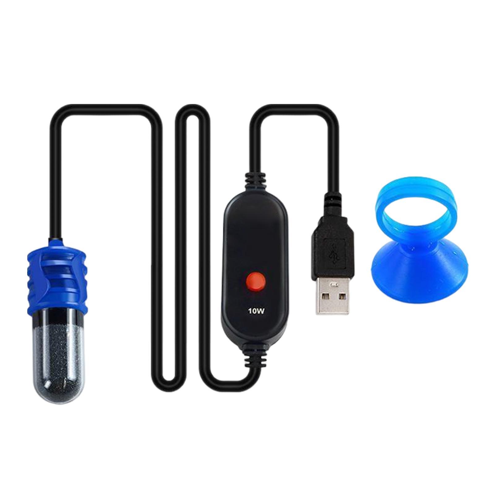 Mini Aquarium Heater Adjustable USB Heating Rod Submersible Thermostat