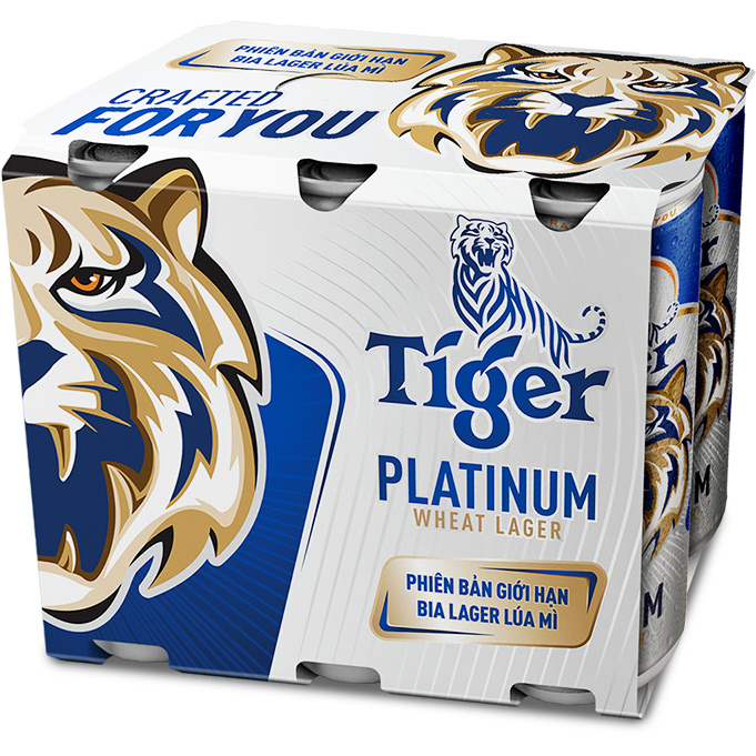 Lốc 6 lon bia lúa mì Tiger Platinum Wheat Lager 330ml/lon