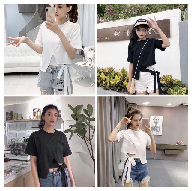 Áo Thun Nữ Croptop Thắt Nơ Độc Đáo, Cá Tính Hottrend Hè 2021
