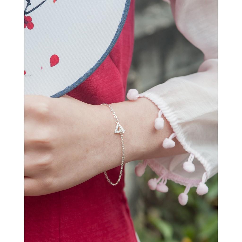 Lắc Tay Bạc Nữ S99 CaoBac Silver Phong Cách Đơn Giản Thiết Kế Chốt Tam Giác Đá Tinh Xảo