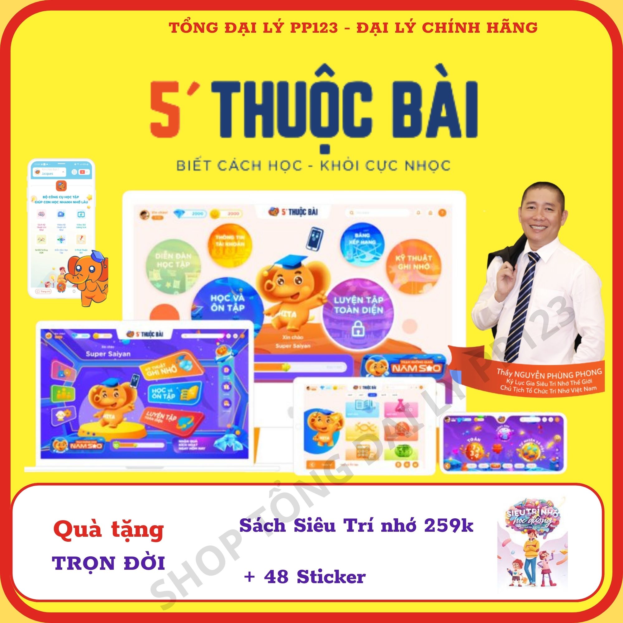 5 Phút Thuộc Bài - Gói VIP 1 Năm - dành cho con từ lớp 1 đến lớp 12 