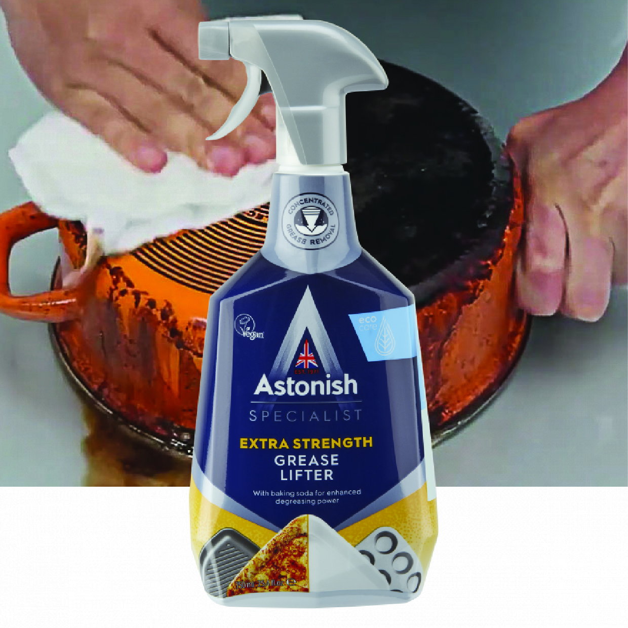 Bình xịt tẩy dầu mỡ cháy khét Astonish C6750 750ml sản xuất tại Vương Quốc Anh chuyên dùng vệ sinh các bề mặt bếp gas từ hồng ngoại và khu vực bếp