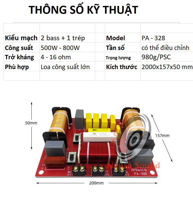 MẠCH PHÂN TẦN FUL ĐÔI CÔNG SUẤT LỚN PA328 - LOẠI ĐA NĂNG CÓ CHỈNH ÂM BASS VÀ TRÉP - PHÂN TẦN 2 BASS 1 TREBLE