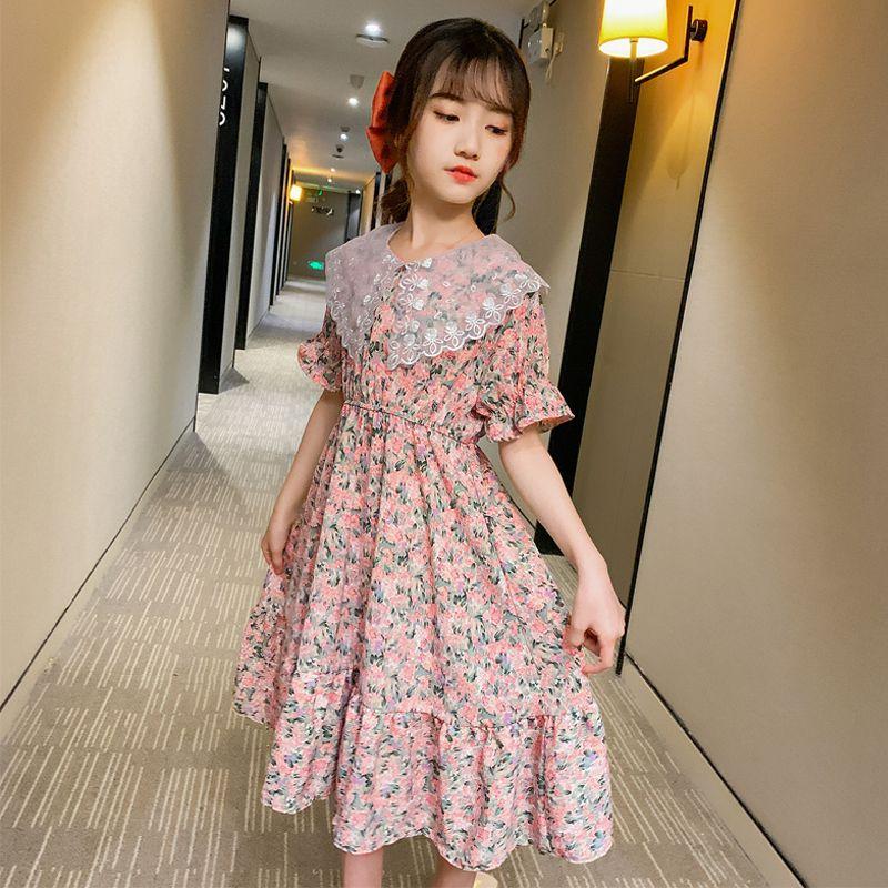 DONGSHOP HOT Cô gái ăn mặc mùa hè trang phục mùa hè 2022 tây váy công chúa cô gái hoa đầm đầm chiffon váy mùa hè