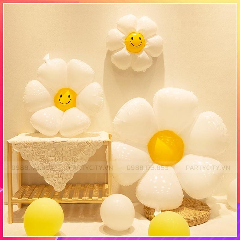 Bóng hình hoa cúc trắng, hoa cúc mặt cười 3D trang trí sinh nhật, party, decor phong cách hàn quốc