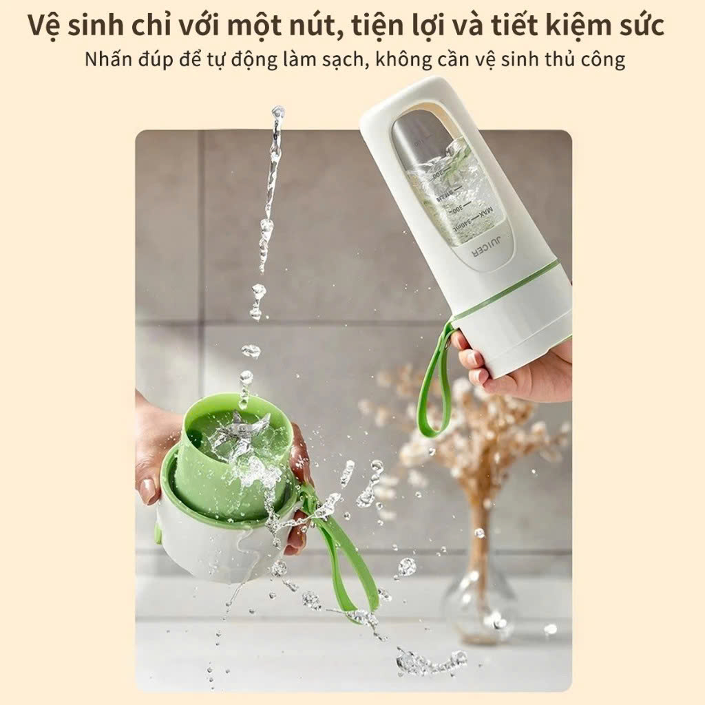 Máy Xay Sinh Tố Cầm Tay Mini 340ml Pin Sạc 4000mAh Type-C 8 Lưỡi Nghiền Đá Cốc Xay Hoa Quả Du Lịch - HÀNG CHÍNH HÃNG MINIIN