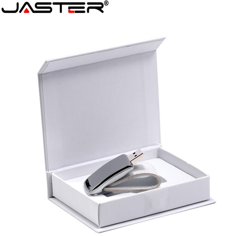 JASTER Tùy Chỉnh Cho Quà Tặng 2.0 Ổ Bút Flash 64GB 32GB 4GB 8GB 16GB Pendrive Usb Da hộp Màu Trắng