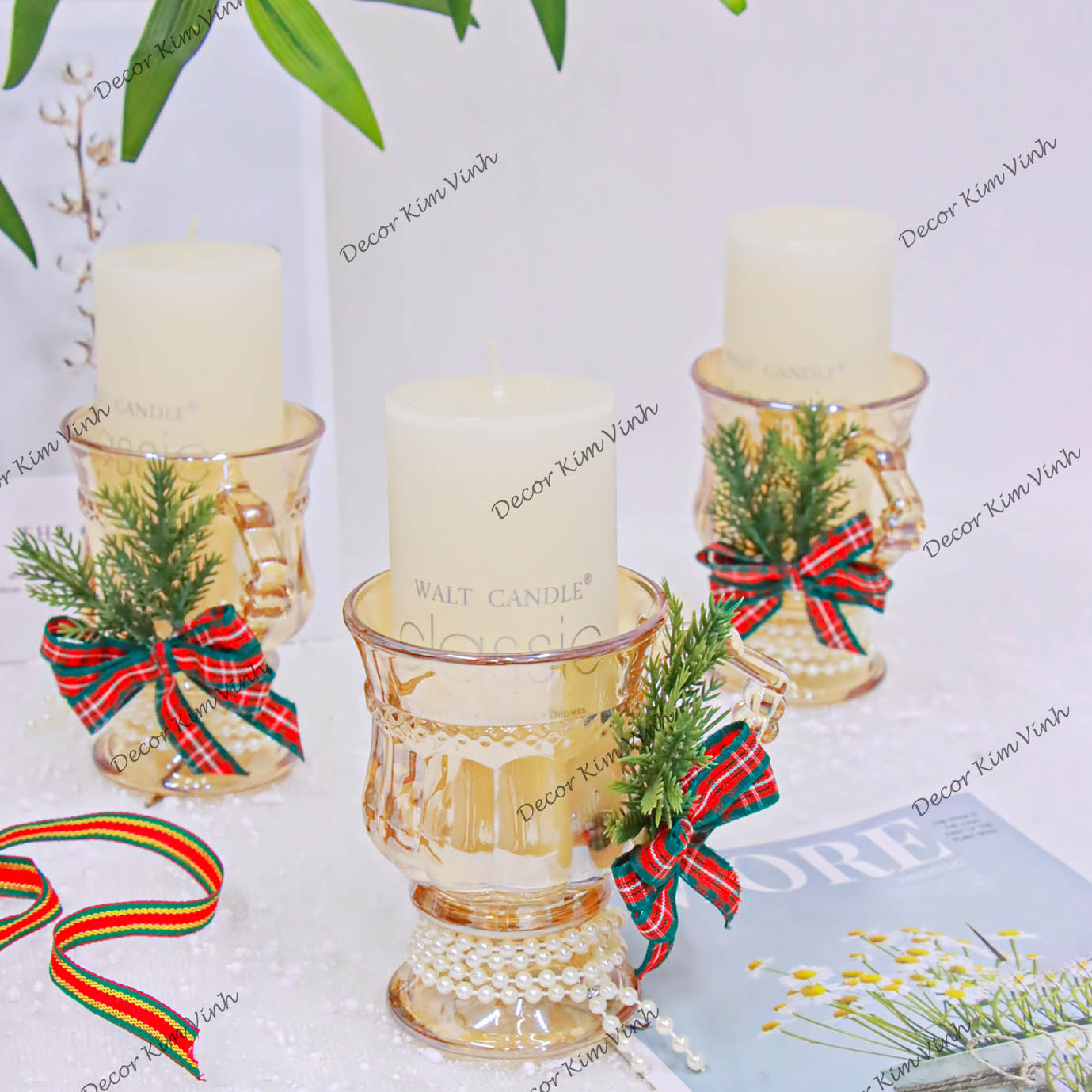 Ly Để Nến Màu Hổ Phách NEN12 Trang Trí Noel Giáng Sinh