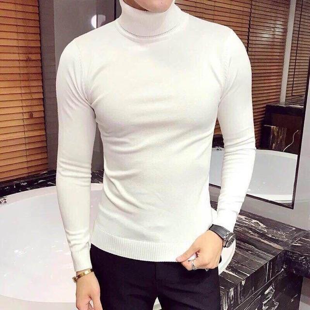 Áo len nam cổ lọ trơn co dãn 4 chiều mềm mịn