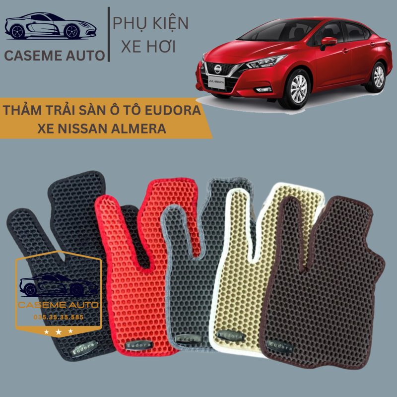 [NISSAN ALMERA] Thảm Trải Sàn, Lót Sàn Ô Tô Cao Su Eudora CloudFoam Thiết Kế Theo Xe Dành Cho Xe NISSAN ALMERA, Chống Nước, Không Mùi, Ngăn Bụi Bẩn, Dễ Vệ Sinh - Hàng Chính Hãng