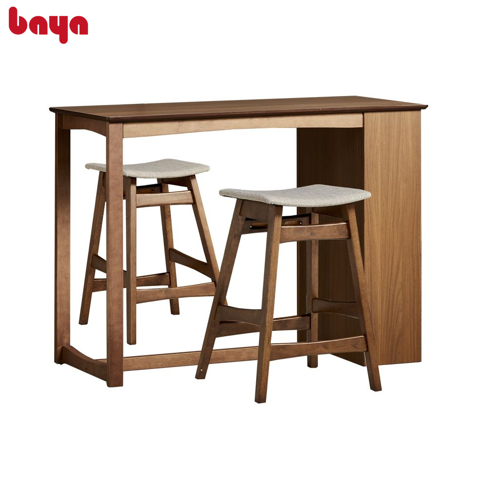 Ghế Đôn Gỗ Cao Phong Cách Châu Á Hiện Đại BAYA NOTTING HILL Phần Khung Từ Gỗ Cao Su Màu Nâu Sẫm Bắt Mắt, Sang Trọng Mặt Ghế Bọc Vải Mềm Mại 1080407
