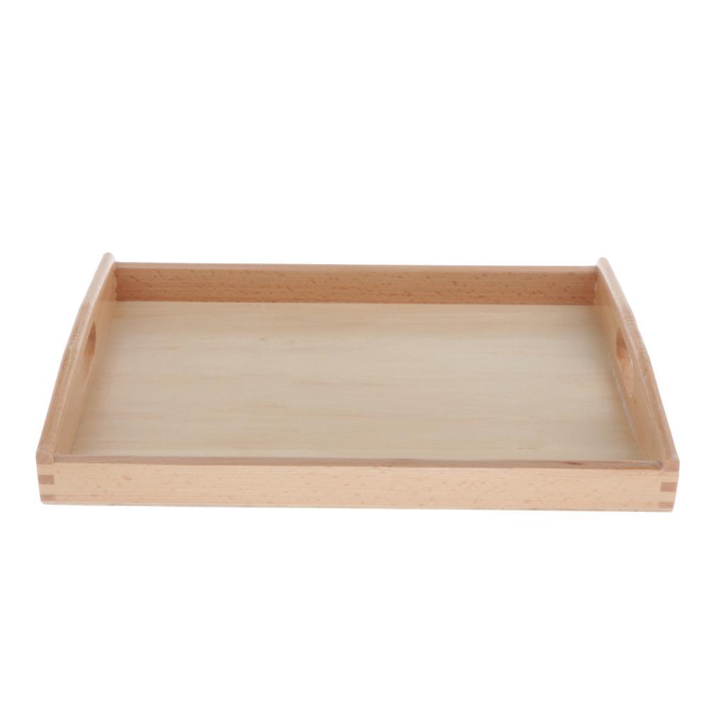 3 Pieces Montessori Teaching Aids Beech Wooden Tray with Small Hole S/ M /L
