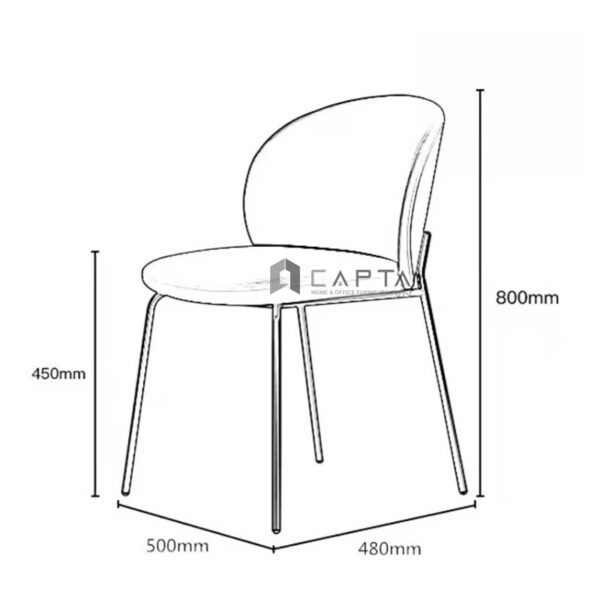 Ghế bàn ăn bọc nệm vải dày chân sắt sơn tĩnh điện đen Ghế ngồi trang điểm phòng ngủ đẹp tại HCM ECO 16A-F