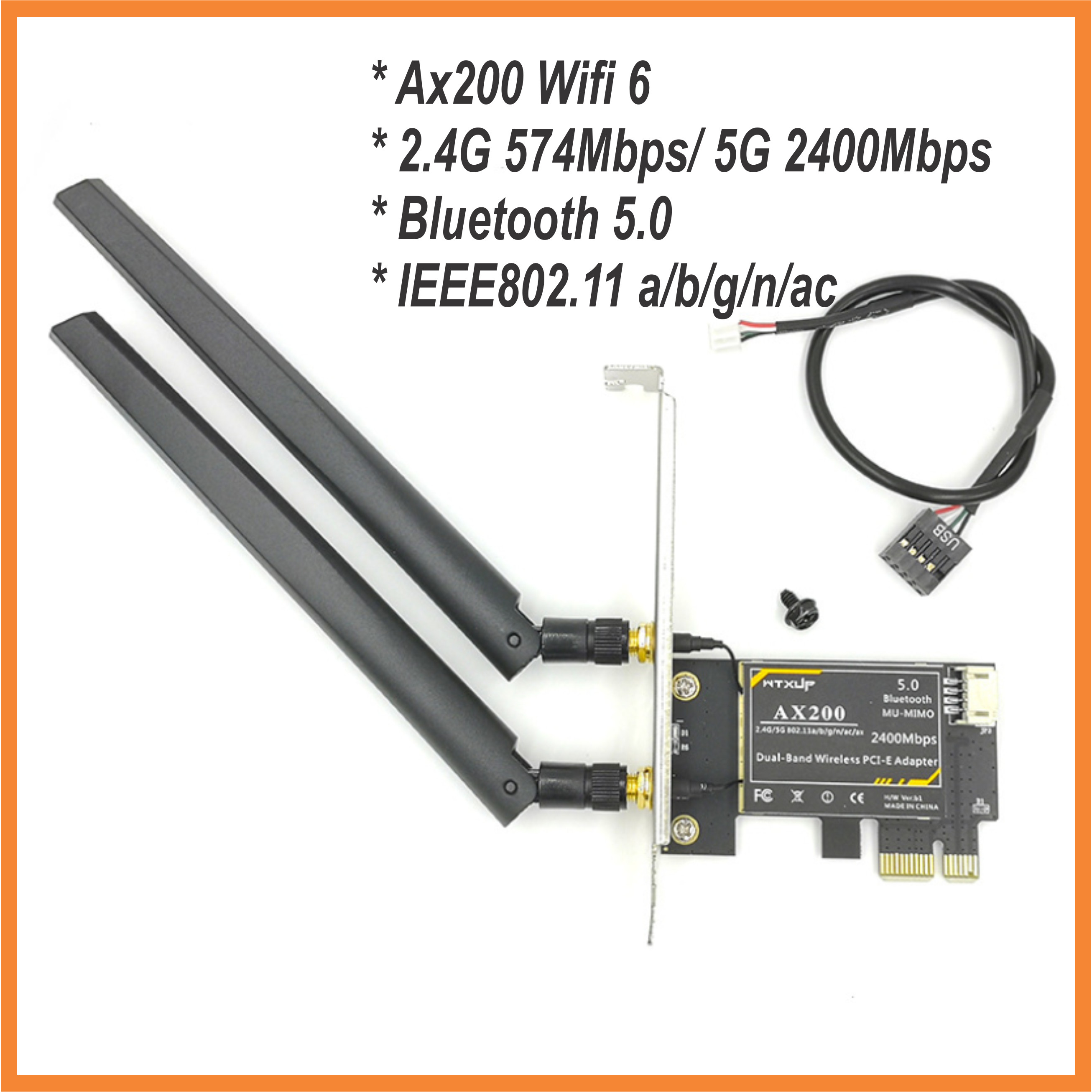 Card Mạng Wifi Chip AX200 Công Nghệ Wifi 6 Kết Hợp Bluetooth 5.0 Giao Tiếp PCIE