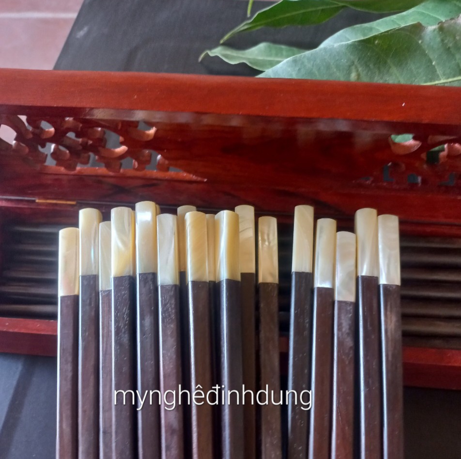 Bộ đũa ăn cao cấp bằng gỗ trắc đỏ đen + hộp đựng đũa gỗ hương