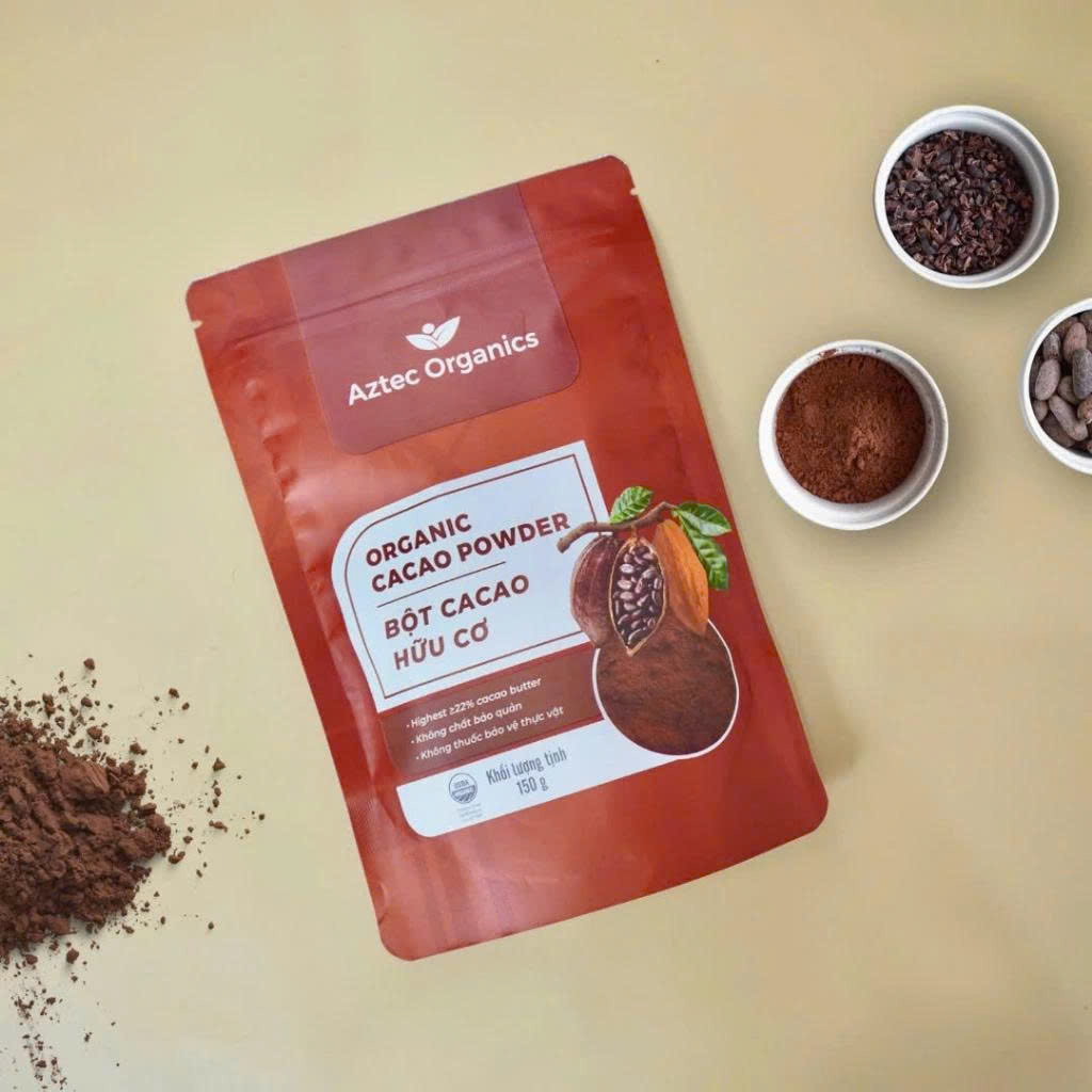 Bột Cacao Hữu Cơ Aztec Organics 150g - Bột Cacao Hữu Cơ Aztec Organics 150g – 100% Nguyên Chất, Không Đường, Giàu Flavan