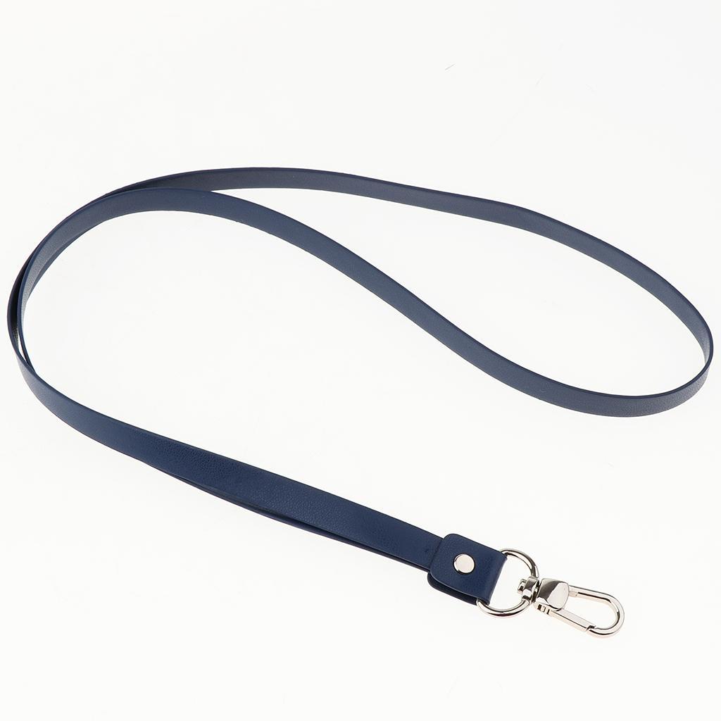 3-5pack PU Leather Neck Strap Lanyard Metal Clips for ID Cards Badges Blue