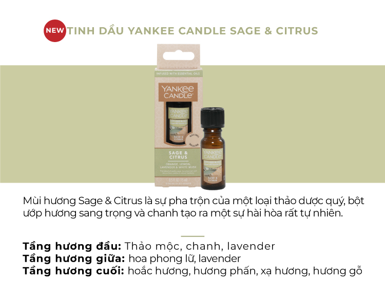 Tinh dầu Yankee Candle - Sage & Citrus (15ml)