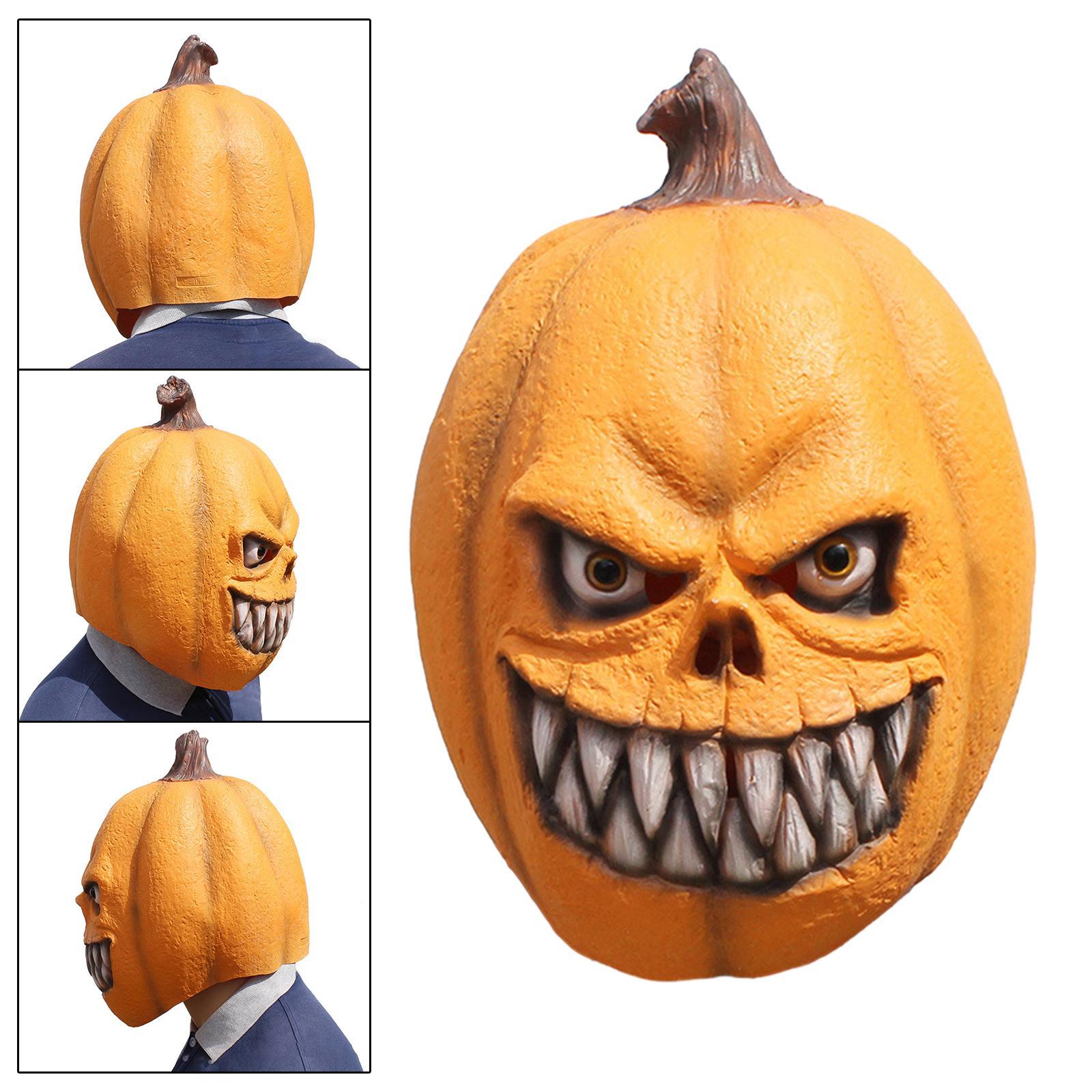 Halloween Pumpkin Head Scary Full Face Cover for Cosplay Carnival Party