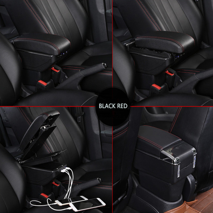 Hình ảnh Hộp tỳ tay ô tô,xe hơi cao cấp dùng cho xe Honda Brio và Honda BR-V tích hợp 7 cổng USB DUSB-BRO