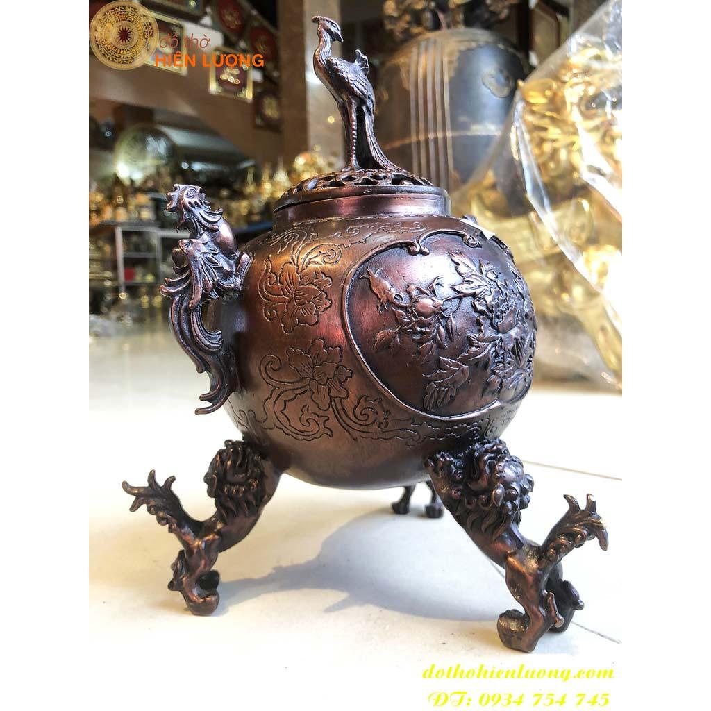 Quả Cầu Đốt Trầm Tam Nghê Màu Nâu