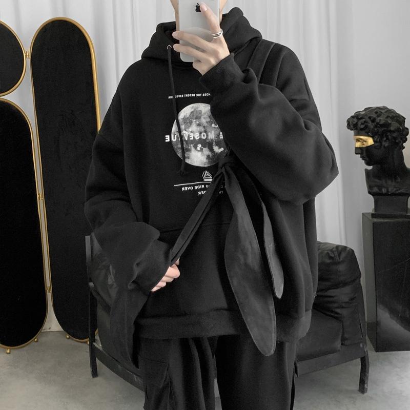 Áo Hoodie nam from rộng chất liệu cao cấp in hình mặt trăng phong cách Harajicu