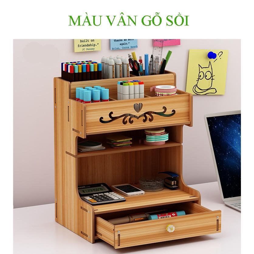 Hộp đựng bút, kệ đựng đồ mỹ phẩm bằng gỗ dễ dàng lắp ghép
