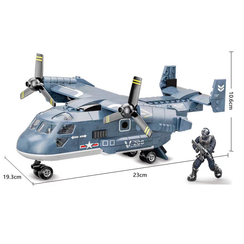 Đồ chơi lắp ráp máy bay chiến đấu, Đồ chơi lắp ráp mini may bay quân đội 823D 379 chi tiết nhựa abs