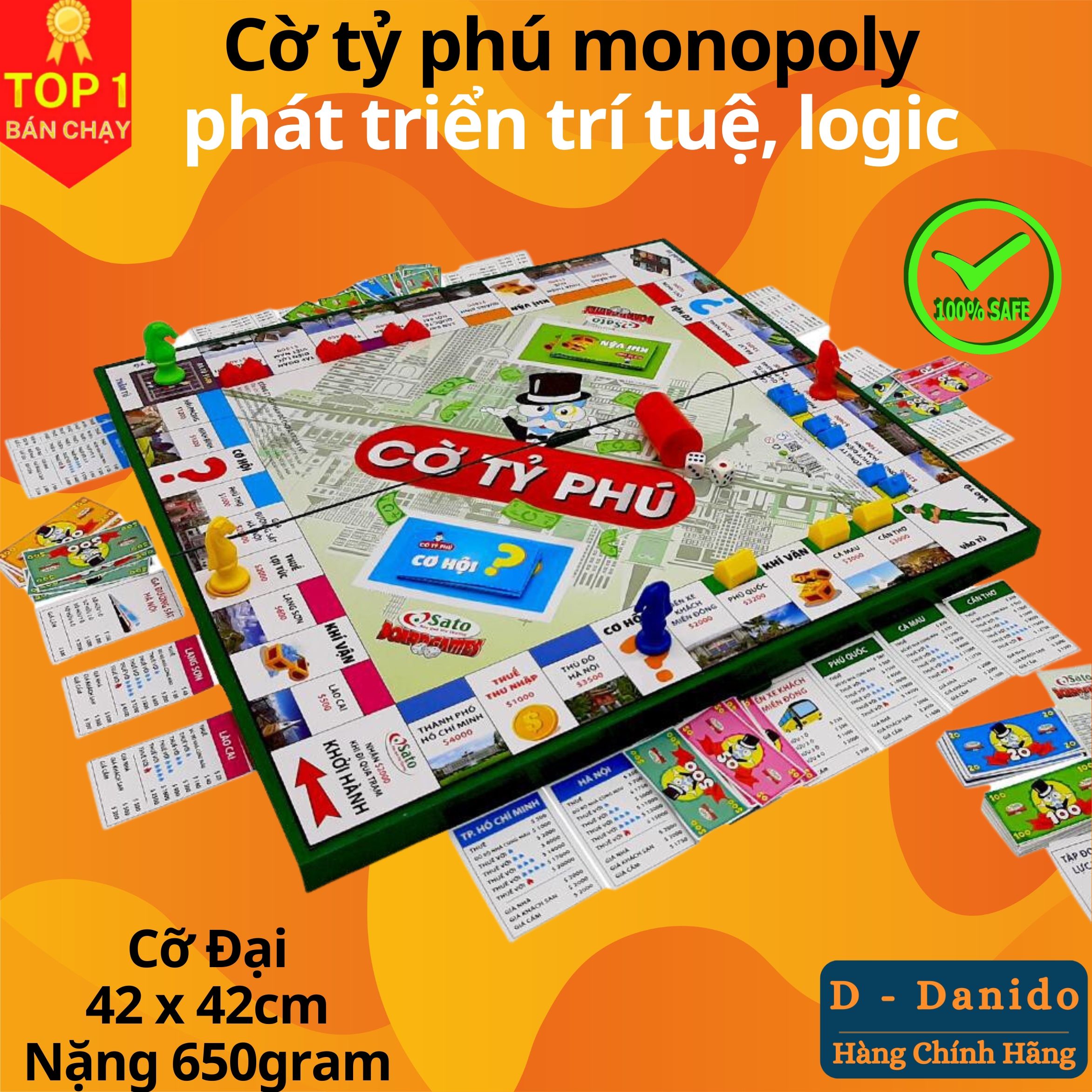 Cờ Tỉ Phú Monopoly – Cờ Tỷ Phú Vui Nhộn Cao Cấp, An Toàn Cỡ Cực Đại 42x42 – Hàng Chính Hãng