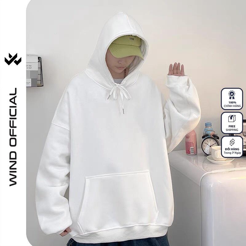 Áo hoodie unisex WIND form rộng nỉ nam nữ Trơn HD21 thời trang thu đông oversize