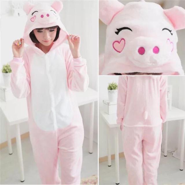 Bộ Đồ Hình Thú Heo Hồng Người lớn