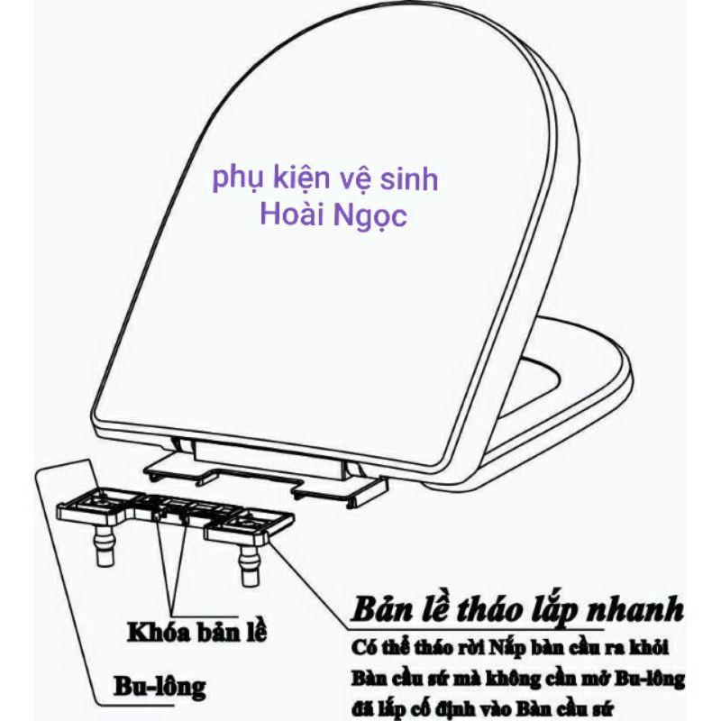 HA23 - Nắp bồn cầu vuông rơi êm HÙNG ANH tháo lắp nhanh