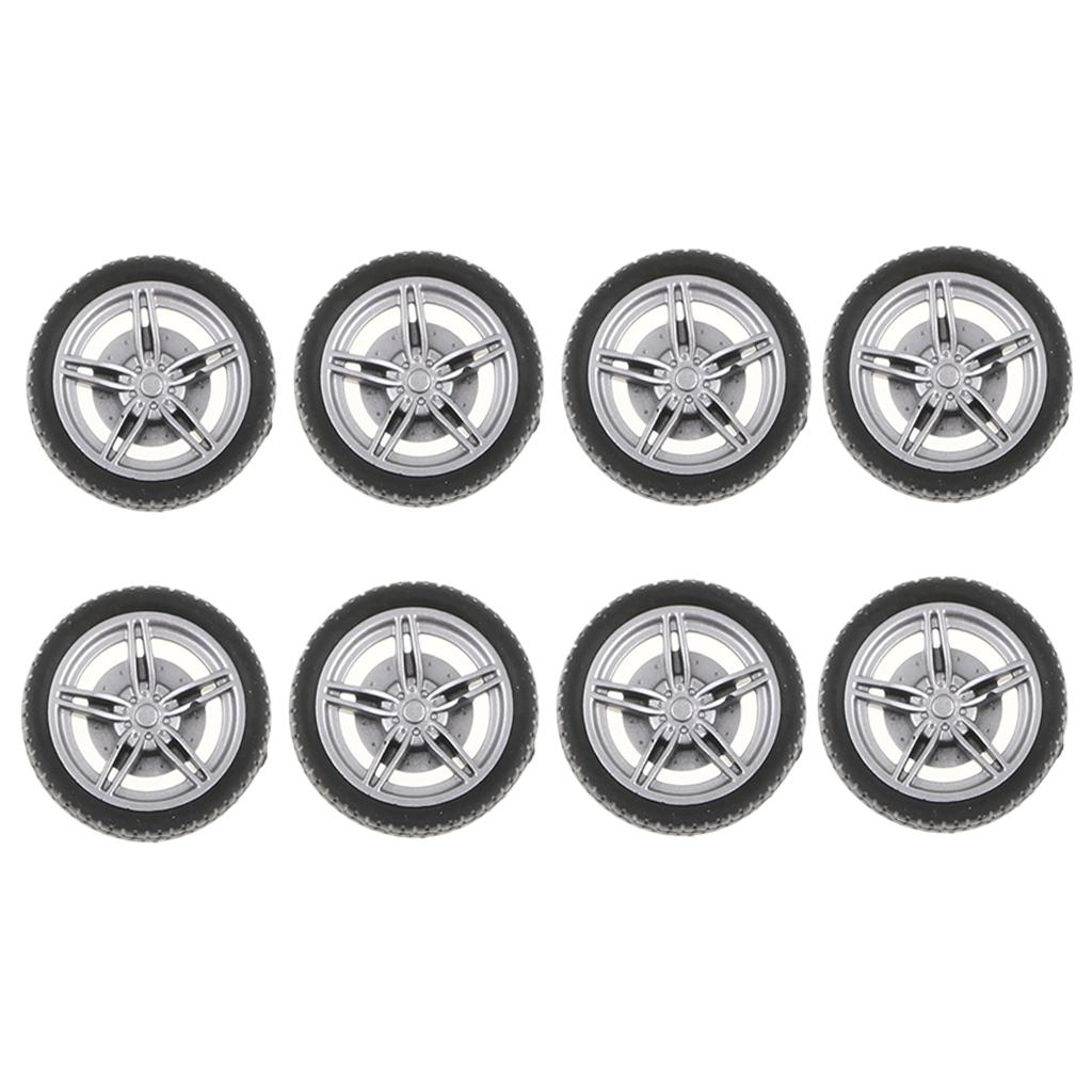 10 Pieces 30mm 5-Spoke Wheel Rim & Rubber Tyres for RC Racing Car DIY Accs