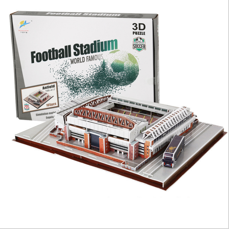 Đồ chơi lắp ráp Giấy 3D Mô hình Sân Vận Động AnField Liverpool - Tặng kèm đèn LED